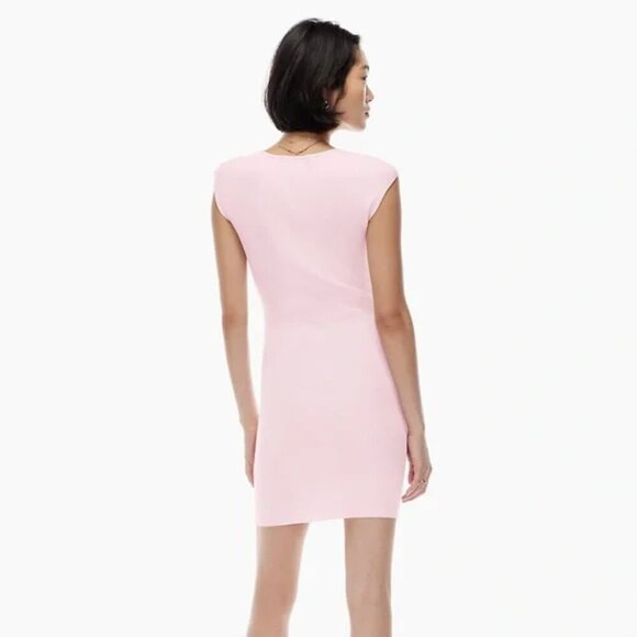 Aritzia Wilfred Free Cut-Out Knit Mini Dress Light Pink Size Small - Picture 3 of 8